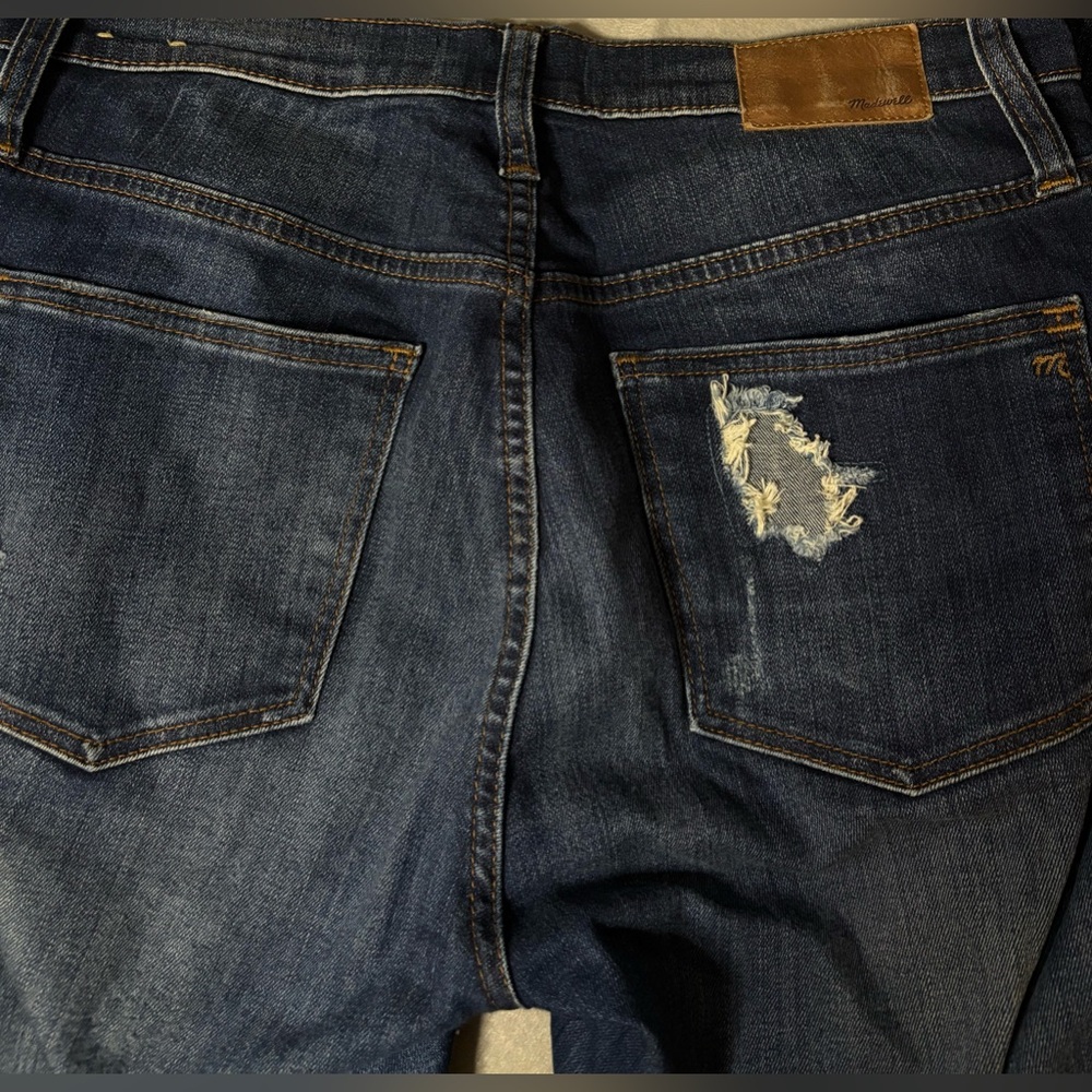 Madewell Jeans 29 Womens 9” HighRise Med/Dark Wash‎ Blue Denim Skinny Distressed - Picture 3 of 12